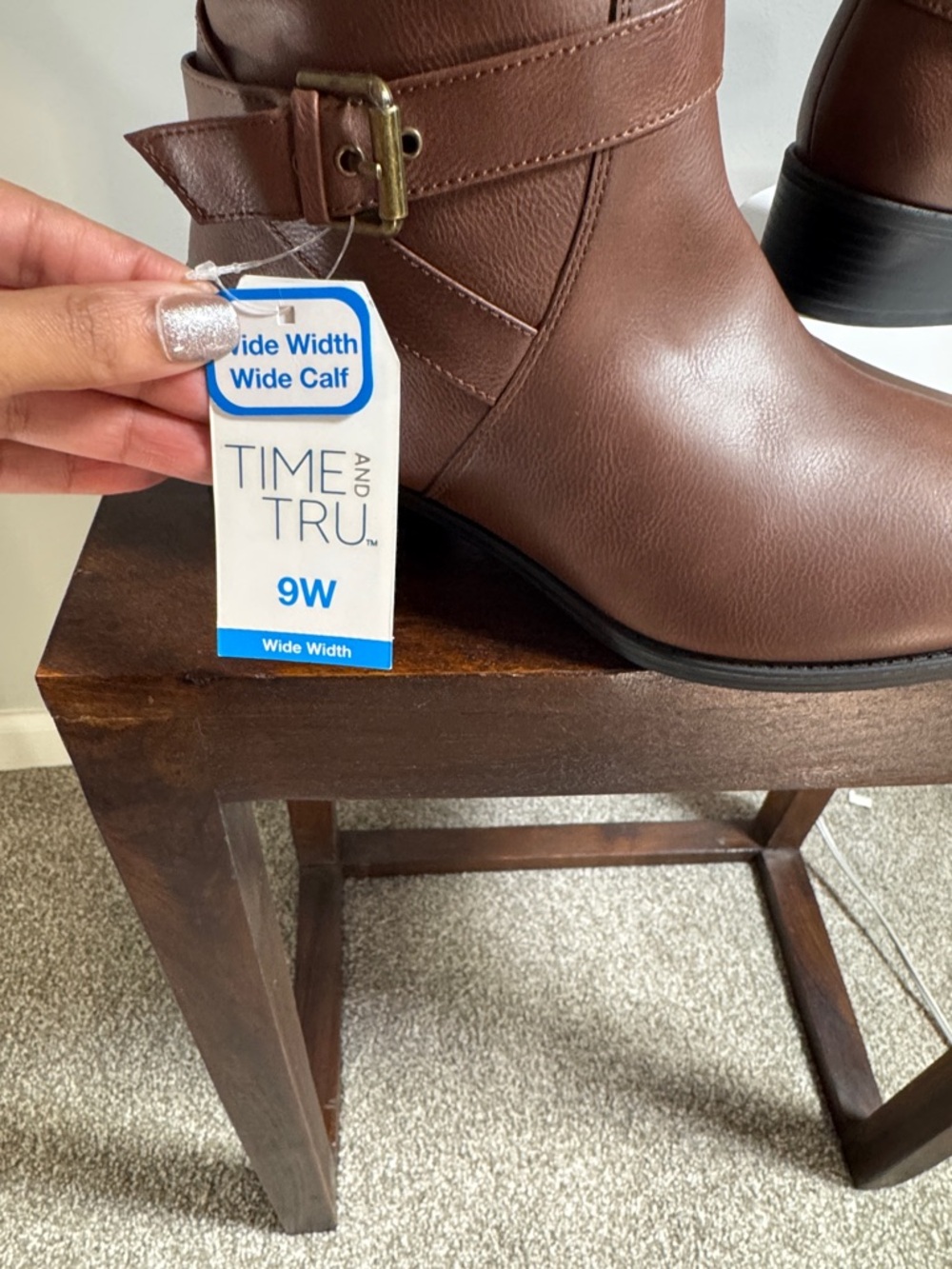 Time and Tru Tall Brown Riding Boots with Side Zip - Picture 4 of 9
